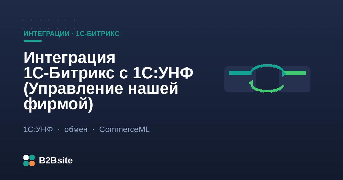 Схема интеграции интернет-магазина на 1С-Битрикс с 1С:УНФ: товары, характеристики, цены, остатки и заказы по CommerceML